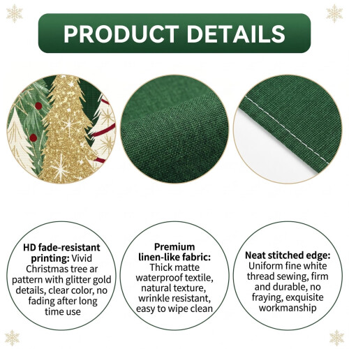 Christmas Table Runner,Green 30x180cm Xmas Tree Table Runner Decorations 2