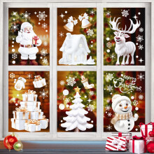 Christmas Window Stickers, Norvens 190PCS 3D Christmas Window Clings Large White Double Sides Xmas Window Decals for Glass Windows Christmas Party