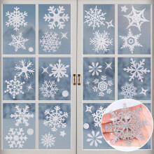 Glitter Christmas Snowflake Window Clings, Norvens 152 Pieces Silver Sparkling Christmas Window Stickers Snowflakes Window Decals Christmas