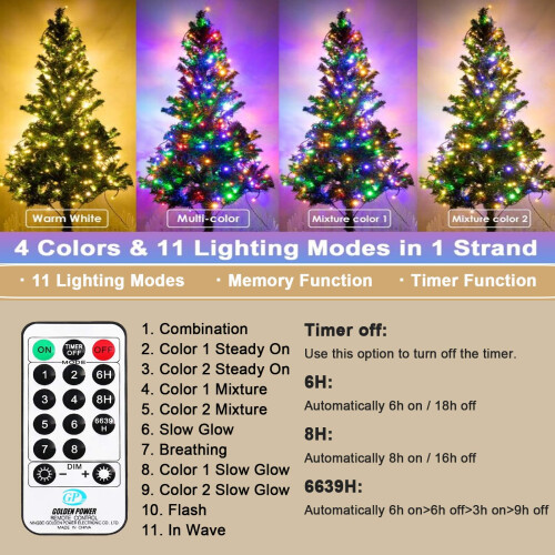 30M 300 LED Christmas Tree Lights Outdoor Color Changing String Lights with Remote Timer 2