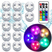 12PCS Small Submersible LED Lights with Remote Control, RGB Waterproof LED Tea Lights