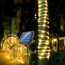 Solar Rope Lights 10M/32ft Warm 100LED 8 Modes Waterproof IP65 Outdoor Solar String Lights for Garden, Party, Home, Christmas, Halloween