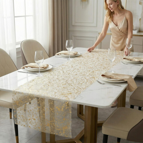 70 x 300 cm Glitter Gold Table Runner 2