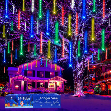 Meteor Shower Outdoor Christmas Lights 24 Tube 576LED, Multi Color