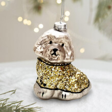 Puppy Glass Christmas Bauble, Handmade Blown Glass Christmas Ornament Decorations, Christmas Tree Decor (Puppy)