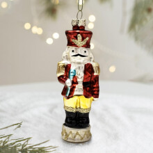 Glass Christmas Ornament Nutcracker, Handmade Blown Glass Christmas Hanging Decorations (Nutcracker V2)