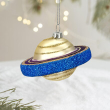 Saturn Glass Christmas Bauble, Handmade Blown Glass Christmas Ornament Decorations, Christmas Hanging Decorations (Saturn)