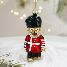 Guardsman Bear Glass Christmas Bauble, Handmade Blown Glass Christmas Ornament Decorations, Christmas Tree Decorations (Guardsman Bear)