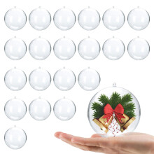 iwiio 20Pcs Clear Baubles to Fill, Clear Plastic Baubles for Craft, DIY Make Your Own Bauble