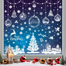Christmas Window Clings, 244pcs Reusable Double Sided Xmas Snowflake Window Clings