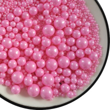 Edible 120g/ 4.2oz Sugar Pink Pearl Sprinkles Candy Pearls Cake Decoration Cupcake Toppers Cookie Decorations for Wedding Birthday Halloween