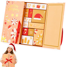 24 Box Advent Calendar, DIY Foldable Christmas Countdown Gift Boxes- Gold