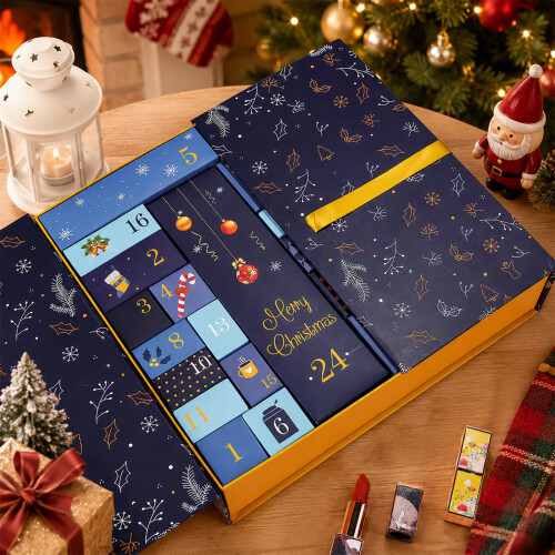 24 Box Advent Calendar, DIY Foldable Christmas Countdown Gift Boxes- Blue 1
