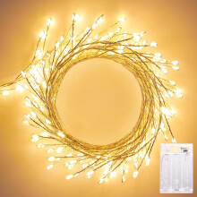 20FT Battery Operated Fairy Lights, 200LEDs Firecracker String Lights Waterproof Silver Wire Starry Firefly Lights for DIY Wreath Home Weeding Indoor