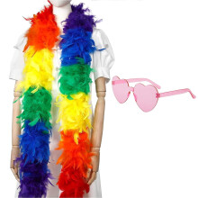 Rainbow Feather Boa Set Suitable for Pride Accessories Decorations