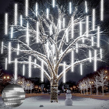Ehomfory Outdoor Christmas Lights 15 Tubes 540 LED Meteor Shower Lights Waterproof Energy Saving Safe Christmas Lights Outdoor Christmas Decorations