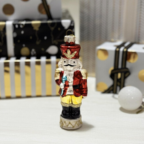 Glass Christmas Ornament Nutcracker, Handmade Blown Glass Christmas Hanging Decorations (Nutcracker V2) 2
