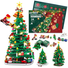 Advent Calendar 2026 Christmas Tree Building Set with LED Light, 24-Day Christmas Countdown Calendar, 24 Boxes 1100+ Pcs