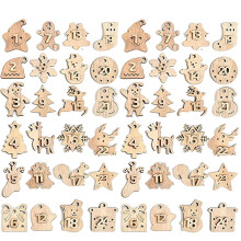 48pcs wooden Advent Calendar Numbers 2 sets Christmas Countdown Vintage DIY Number Gift Tags Christmas Calendar Pendant for Christmas Decorations