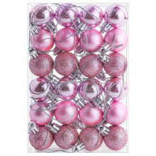 24 Pieces 30 mm Christmas Balls Decorations Shatterproof Xmas Tree Baubles Mini Hanging Balls for Christmas Tree Holiday Wedding Party Ornaments, Pink