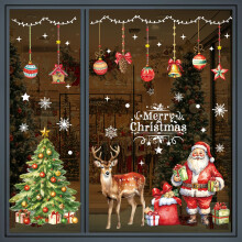 Christmas Window Stickers 86 PCS, Reusable Xmas Window Clings Extra Large Decorations, White Snowflake Merry Christmas Tree Window Decals Kid