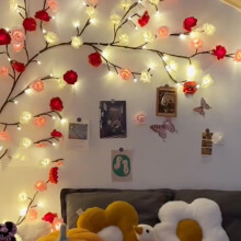 Rose LED Tree Branch Lights for Wall Art,8 Modes Rose Wall Lights with 48 LED,Remote,Timer,Roses Lamp LED Vine Fairy Lights,Decorations for