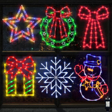 6 PCS Christmas Window Silhouette Light Decorations with UK Plugs
