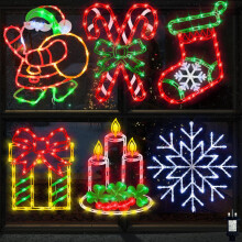 6 PCS Christmas Window Silhouette Light Decorations with UK Plugs