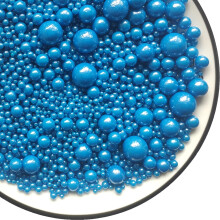 Edible 120g/ 4.2oz Sugar Royalblue Pearl Sprinkles Candy Pearls Cake Decoration Cupcake Toppers Cookie Decorations for Wedding Birthday Halloween