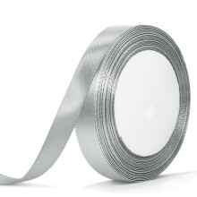 25 Yards 15mm Silver Satin Ribbon, 22m Silver Grey Fabric Ribbon