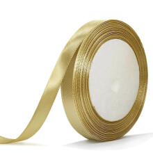 10mm Gold Satin Ribbon, 22m Champagne Gold Fabric Christmas Ribbon