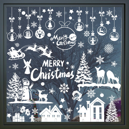 9 Sheets Christmas Window Stickers,256PCS Double Sided PVC Static Xmas Window Clings 1
