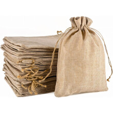 MAOOY 20pcs Hessian Bags with Drawstring,20X30cm Small Jute Bag