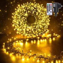 Nextronix Outdoor Cluster Christmas Lights: 9m 600LEDs Christmas Tree Lights Mains Powered with 8 Modes/Remote