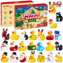 JOYIN 2025 Christmas Advent Calendar Ducks, 24 Days Christmas Countdown Calendar Rubber Ducks, Rubber Ducky Bath Toys for Boys Girls Kids
