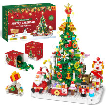 Advent Calendar 2026 Christmas Tree Building Blocks Set, 24 Days Christmas Countdown Calendar with LED Light