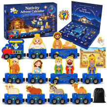 Advent Calendar 2026 Kids, Wooden Nativity Christmas Train for Boys & Girls