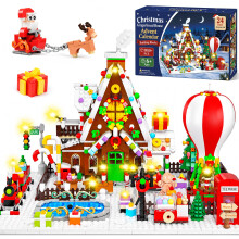 Advent Calendar 2026 Gingerbread House Building Blocks Set, 24 Days Christmas Countdown Calendar with Light