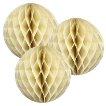 Paper Honeycomb Balls (Pack of 3) Christmas Tree Decorations Birthday Wedding Baby Shower (Cream, 14" (35cm))