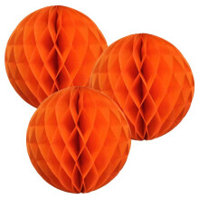 Paper Honeycomb Balls (Pack of 3) Christmas Tree Decorations Birthday Wedding Baby Shower (8" (20cm), Orange)