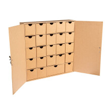 Rayher Small Papier Mache Cupboard with 24 Pull-out Drawers for DIY Fill-Your-Own Advent Calendar, Drawer Storage Box, 29.6x29.6x6.5cm, 67367521