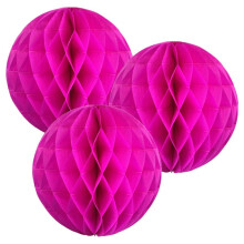 Paper Honeycomb Balls (Pack of 3) Christmas Tree Decorations Birthday Wedding Baby Shower (10" (25cm), Hot Pink)