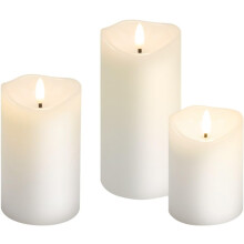 goobay Lighted Candles with Timer Function Set of 3 in White with 3D Wick & Battery Operated, Elegant for The Living Room, Dining Room and Advent