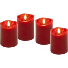 goobay Lighted Candles with Timer Function Set of 4 in red with 3D Wick & Battery Operated, Elegant for The Living Room, Dining Room and Advent