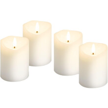 goobay Lighted Candles with Timer Function Set of 4 in White with 3D Wick & Battery Operated, Elegant for The Living Room, Dining Room and Advent