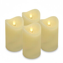 ToCi 4 x LED Candles Cream 7.5 x 15 cm - Real Wax Candles Flameless with Moving Flame & Timer