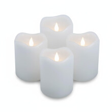 ToCi 4 x LED Candles, White, Diameter 5 x 7 cm, Flameless Real Wax Candles with Flickering Light and Timer, LED Pillar Candles with On/Off Switch