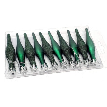 10x Green Christmas Droplets Baubles / Tree Decorations Droplet