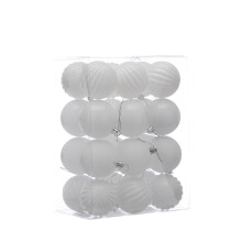 Festive Productions Christmas Tree Baubles - 24 x 7 cm Mixed Finish in White - Large Shiny, Matt & Pumpkin Hanging Ornaments