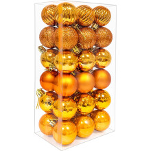 36PCS 4CM Christmas Baubles Xmas Balls Christmas Tree Decorations Small Xmas Balls Hanging Ornaments for Home Holiday Party, Orange